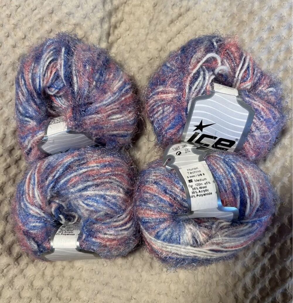 Ice Yarns Huron Techno – 4 Skeins (Blue/Pink Blend)